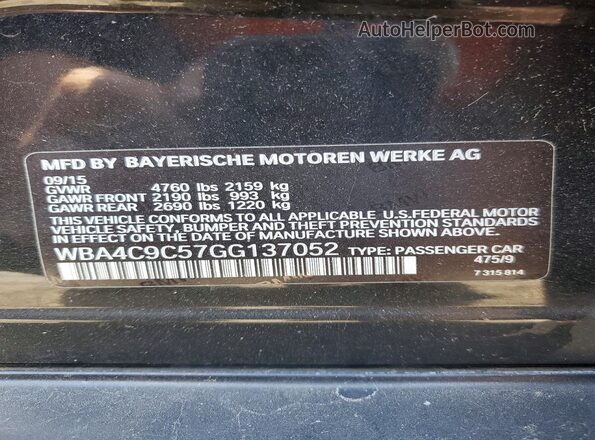 WBA4C9C57GG137052 2016 BMW OTHER Black Vista del compartimento del motor