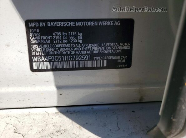 WBA4F9C51HG792591 2017 BMW OTHER Белый Вид подкапотного пространства
