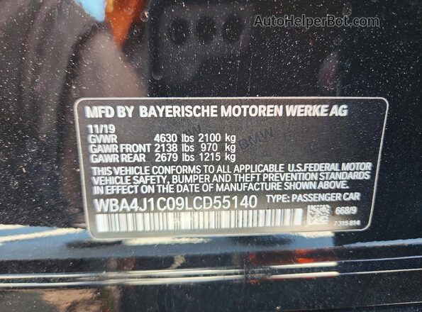 WBA4J1C09LCD55140 2020 BMW OTHER Black ძრავის განყოფილების ხედი