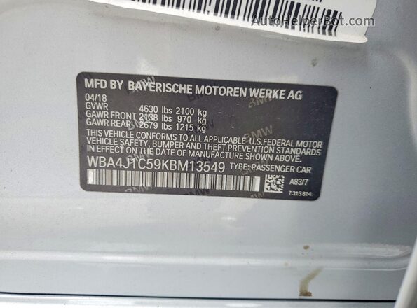 WBA4J1C59KBM13549 2019 BMW OTHER Серый Вид подкапотного пространства