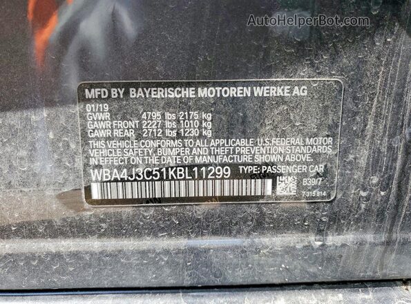 WBA4J3C51KBL11299 2019 BMW OTHER Серый Вид подкапотного пространства