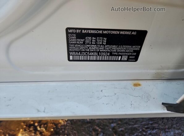 WBA4J3C54KBL10924 2019 BMW OTHER Белый Вид подкапотного пространства