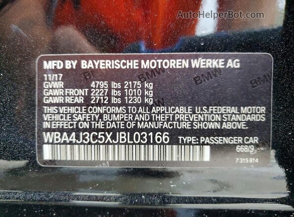 WBA4J3C5XJBL03166 2018 BMW OTHER Черный Вид подкапотного пространства