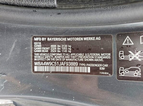 WBA4W9C51JAF93889 2018 BMW OTHER Gray Widok komory silnika
