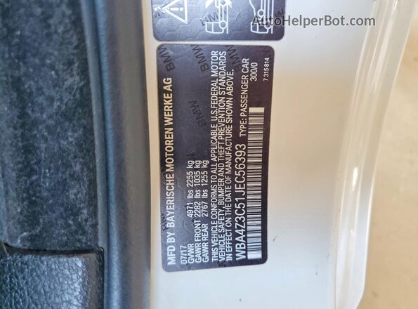 WBA4Z3C51JEC56393 2018 BMW OTHER Белый Вид подкапотного пространства