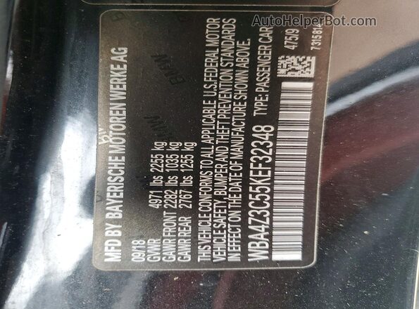 WBA4Z3C55KEF32348 2019 BMW OTHER Черный Вид подкапотного пространства