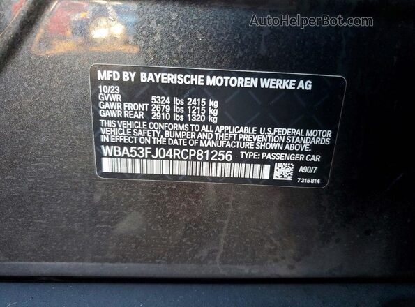WBA53FJ04RCP81256 2024 BMW 5 SERIES Угольный Вид подкапотного пространства