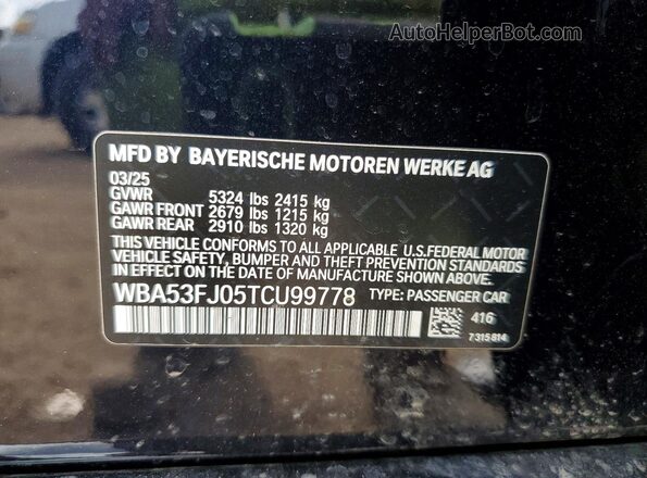 WBA53FJ05TCU99778 2026 BMW OTHER Black Շարժիչի բաժամունքի տեսք