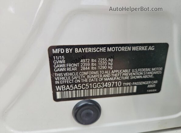 WBA5A5C51GG349710 2016 BMW OTHER White Widok komory silnika