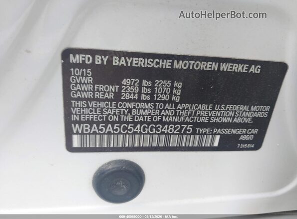 WBA5A5C54GG348275 2016 BMW 5 SERIES White Widok komory silnika