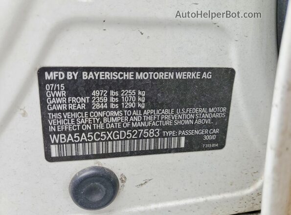 WBA5A5C5XGD527583 2016 BMW 5 SERIES Белый Вид подкапотного пространства