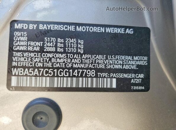 WBA5A7C51GG147798 2016 BMW OTHER Silver Widok naklejki z numerem VIN