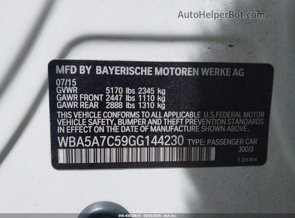 WBA5A7C59GG144230 2016 BMW OTHER Белый Вид подкапотного пространства
