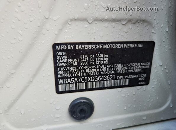 WBA5A7C5XGG643621 2016 BMW 5 SERIES White Widok komory silnika