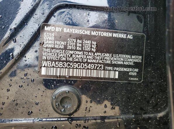 WBA5B3C59GD549723 2016 BMW 5 SERIES Black Vista del compartimento del motor
