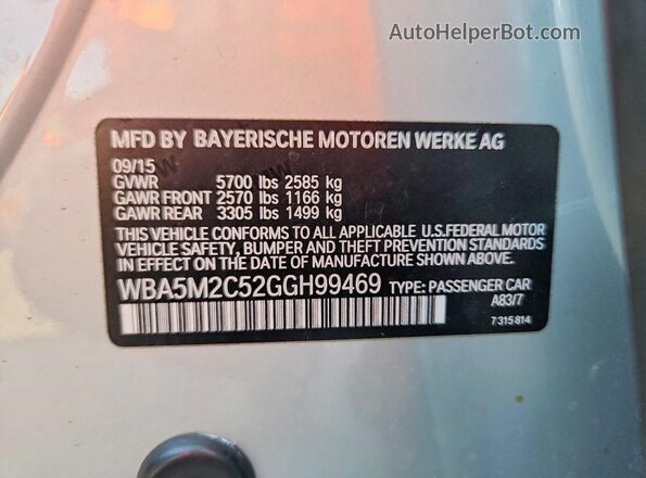 WBA5M2C52GGH99469 2016 BMW 5 SERIES Серебряный Вид подкапотного пространства