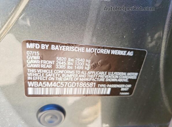WBA5M4C57GD186581 2016 BMW OTHER Gray Вид наклейки з VIN-кодом
