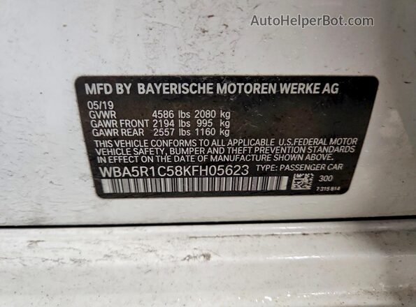 WBA5R1C58KFH05623 2019 BMW OTHER Белый Вид подкапотного пространства
