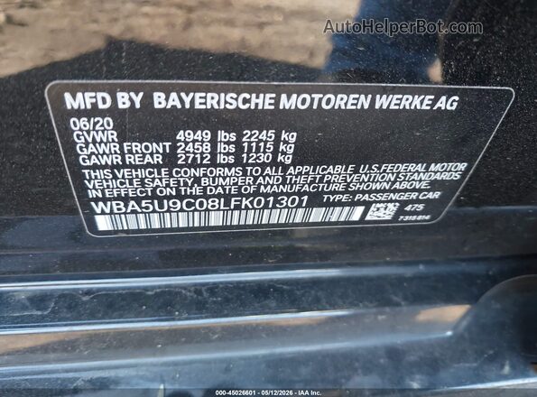 WBA5U9C08LFK01301 2020 BMW M3 Black Vista del compartimento del motor