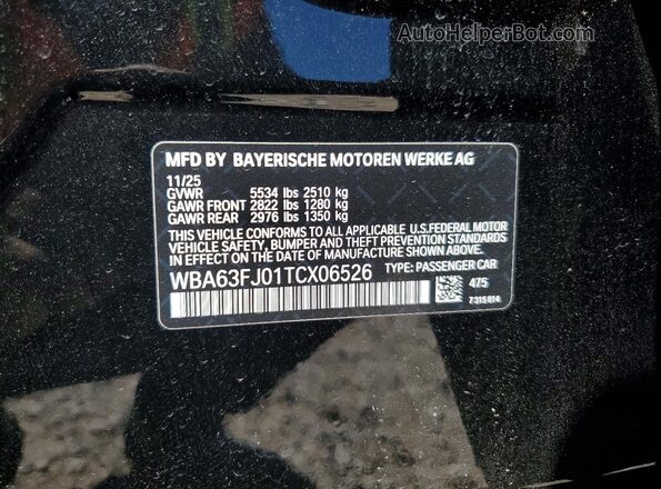 WBA63FJ01TCX06526 2026 BMW 5 SERIES Черный Вид подкапотного пространства