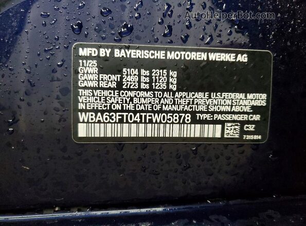 WBA63FT04TFW05878 2026 BMW M3 Blue Vista del compartimento del motor