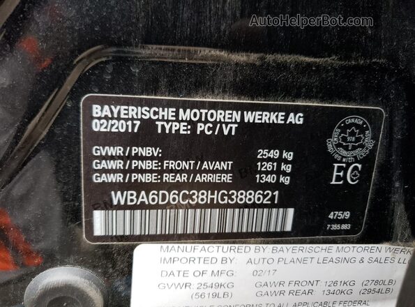 WBA6D6C38HG388621 2017 BMW OTHER Синий Вид подкапотного пространства