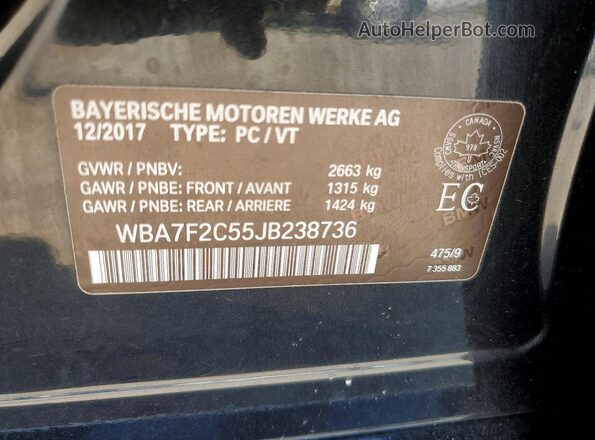 WBA7F2C55JB238736 2018 BMW OTHER Черный Вид подкапотного пространства