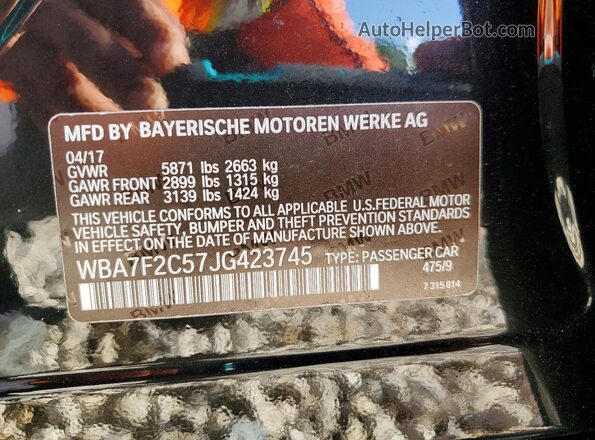 WBA7F2C57JG423745 2018 BMW OTHER Черный Вид подкапотного пространства