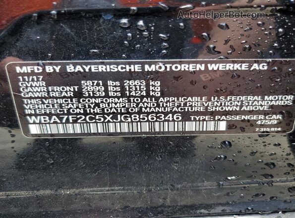 WBA7F2C5XJG856346 2018 BMW ALPINA Black Vista de la etiqueta del VIN