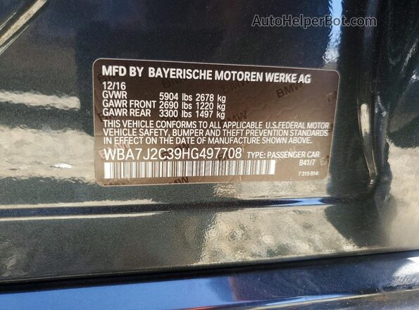 WBA7J2C39HG497708 2017 BMW OTHER Charcoal Вид підкапотного простору
