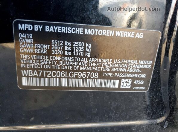 WBA7T2C06LGF96708 2020 BMW OTHER Черный Вид наклейки с VIN-кодом