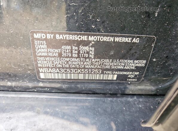 WBA8A3C53GK551253 2016 BMW OTHER Black Շարժիչի բաժամունքի տեսք
