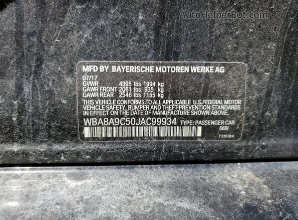 WBA8A9C50JAC99934 2018 BMW OTHER Black Widok naklejki z numerem VIN