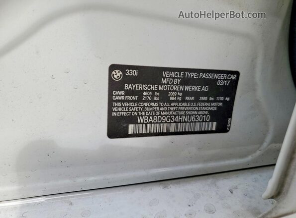 WBA8D9G34HNU63010 2017 BMW OTHER White Vista del compartimento del motor
