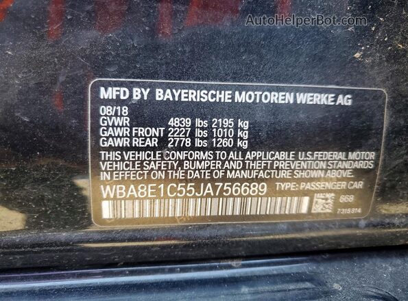 WBA8E1C55JA756689 2018 BMW OTHER Black Vista del compartimento del motor