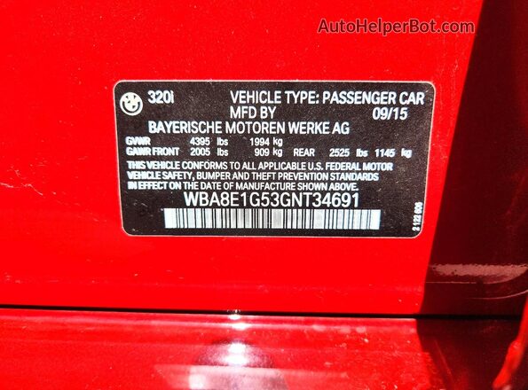 WBA8E1G53GNT34691 2016 BMW OTHER Красный Вид подкапотного пространства