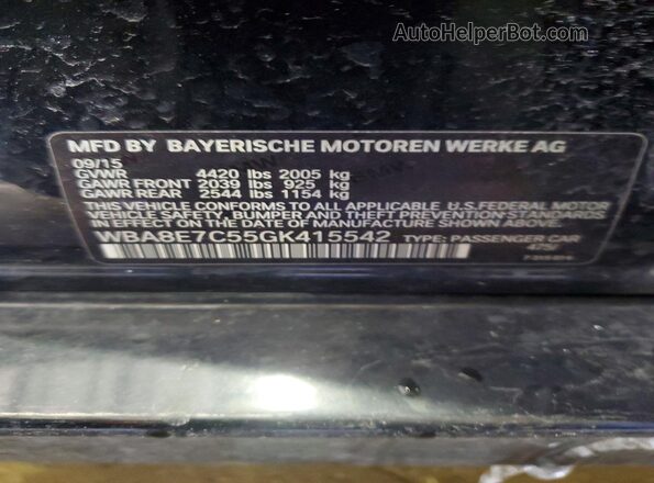 WBA8E7C55GK415542 2016 BMW OTHER Черный Вид подкапотного пространства