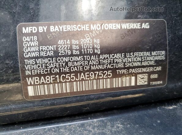 WBA8F1C55JAE97525 2018 BMW OTHER Черный Вид наклейки с VIN-кодом