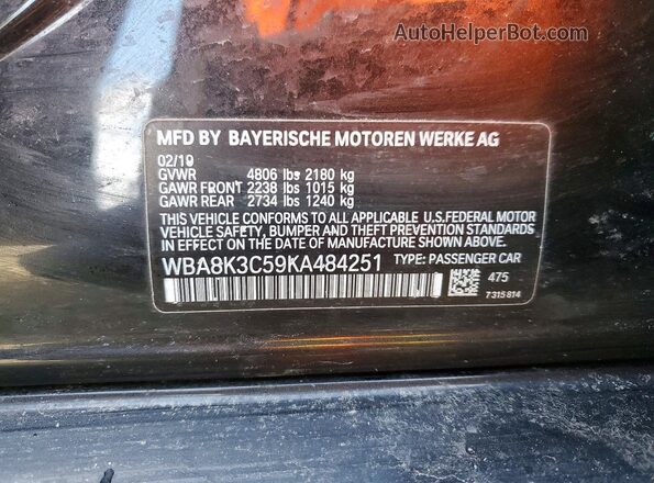 WBA8K3C59KA484251 2019 BMW OTHER Black Vista del compartimento del motor