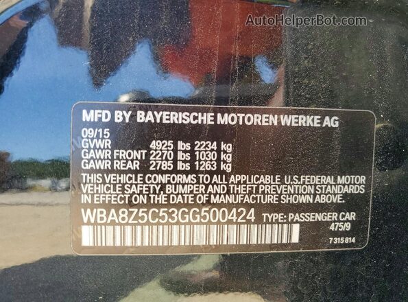 WBA8Z5C53GG500424 2016 BMW OTHER Black ძრავის განყოფილების ხედი
