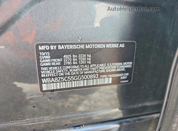 WBA8Z5C55GG500893 2016 BMW OTHER Gray Vista del compartimento del motor