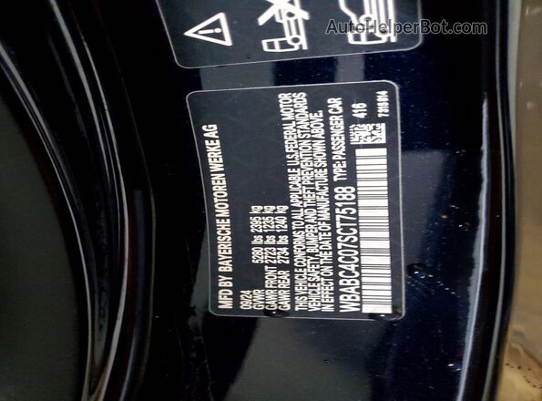 WBABC4C07SCT75188 2025 BMW M8 Blue Vista de la etiqueta del VIN