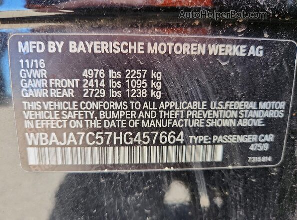 WBAJA7C57HG457664 2017 BMW OTHER Черный Вид наклейки с VIN-кодом