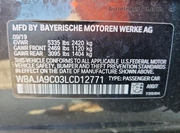 WBAJA9C03LCD12771 2020 BMW 5 SERIES Угольный Вид подкапотного пространства
