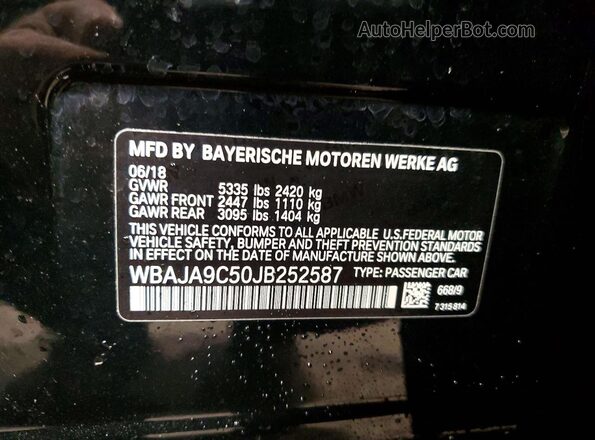WBAJA9C50JB252587 2018 BMW 5 SERIES Black Vista del compartimento del motor