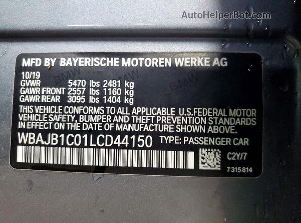WBAJB1C01LCD44150 2020 BMW OTHER Gray ძრავის განყოფილების ხედი