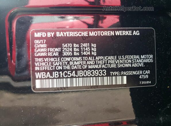 WBAJB1C54JB083933 2018 BMW OTHER Black Engine compartment view