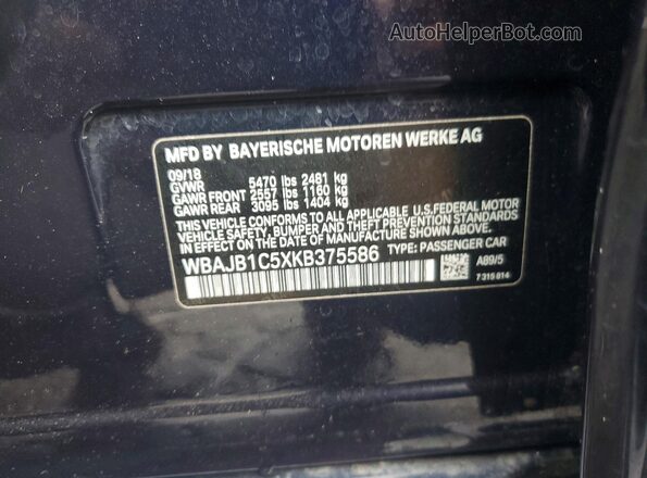 WBAJB1C5XKB375586 2019 BMW 5 SERIES Синий Вид подкапотного пространства