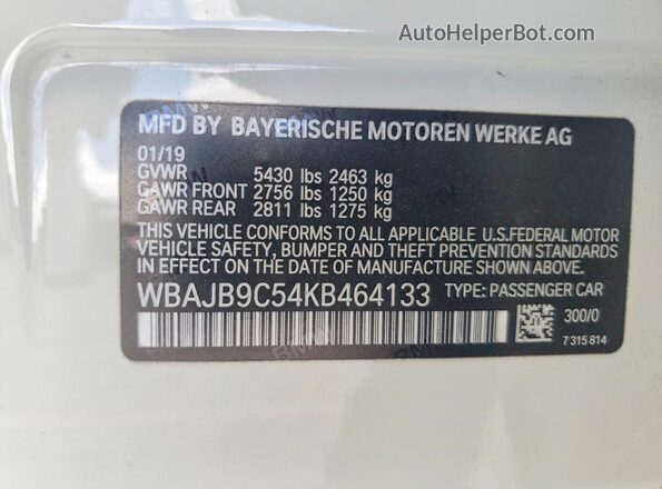 WBAJB9C54KB464133 2019 BMW M5 Белый Вид подкапотного пространства