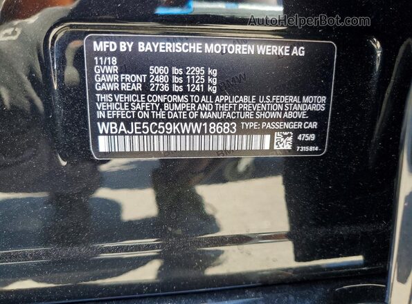 WBAJE5C59KWW18683 2019 BMW OTHER Черный Вид подкапотного пространства